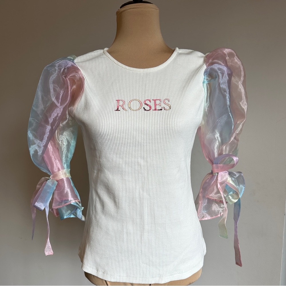 Ballon sleeves shirt Shein organza knot puff sleeve NWOT